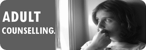 Adult Counselling black & white image of female adult